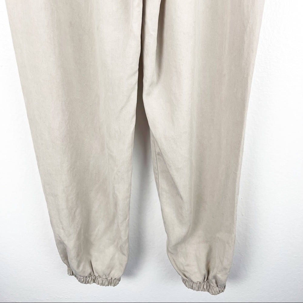 ZARA Cream 100% Cotton Utility Snap Button Closure Hoodie Jumpsuit, Size 12 Boho - Picture 10 of 12